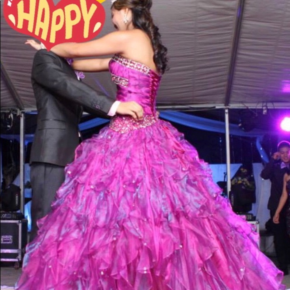 BEADED EMBROIDERY AND RUFFLED TULLE DRESS/GOWN